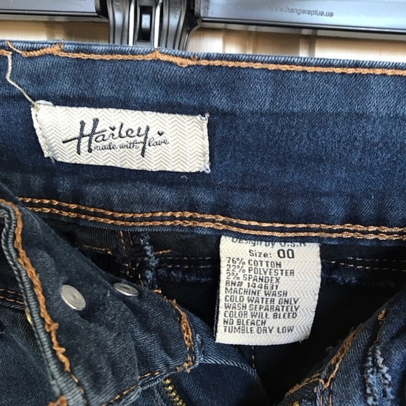 Harley Made With Love Jeans Junior Sz00 Dark Wash Skinny 5 Pocket Style - Picture 8 of 9